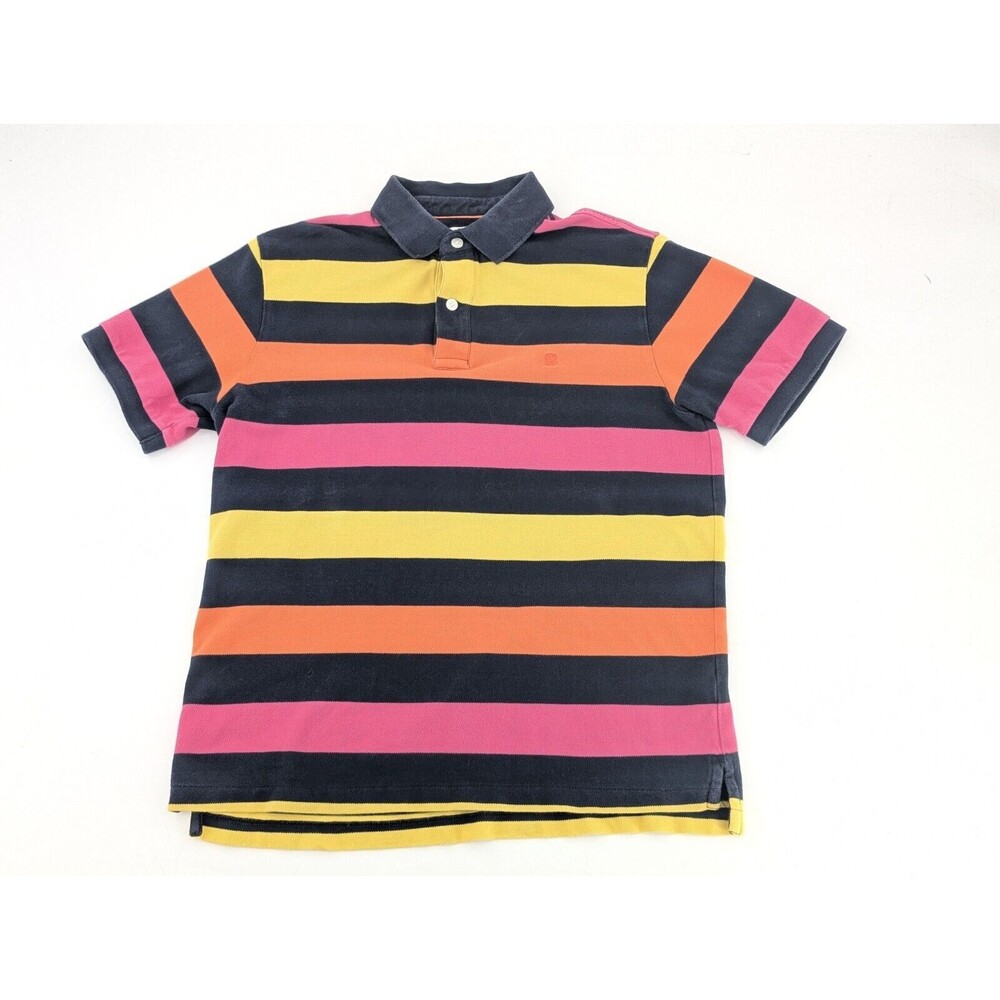 IZOD Mens PerformX Colorful Striped Short Sleeve Logo Polo T-Shirt Size Large
